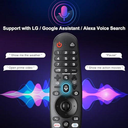 Voice Magic Remote for LG UHD OLED QNED NanoCell 4K 8K Smart TV Magic Remote AKB75855501 AN-MR20GA AN-MR19BA AN-MR18BA Replacement, with Pointer Function