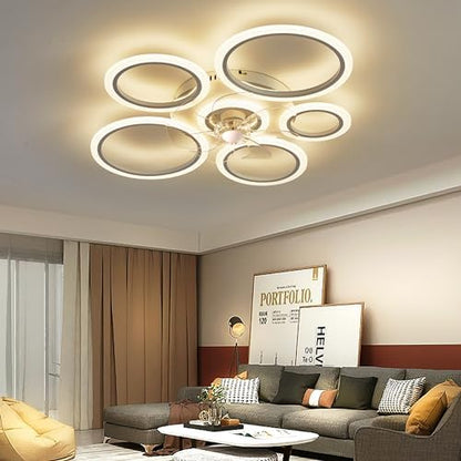 WODA Shang Mao Ceiling Fan with Light, White, L90cm, Dimmable LED Living Room Bedroom Fan Light with Remote Control, 6-Speed, Memory, Timer, APP