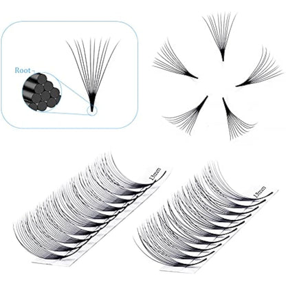 Pre Made Fan Eyelash Extensions 10D Fans 0.07mm C Curl 8-14mm Mix 10D Cluster Eyelash Extension Premade Fans Volume Russian Individual Lashes Cluster Gemerry Fan Lash Extensions(0.07-10D-C curl-Mix)