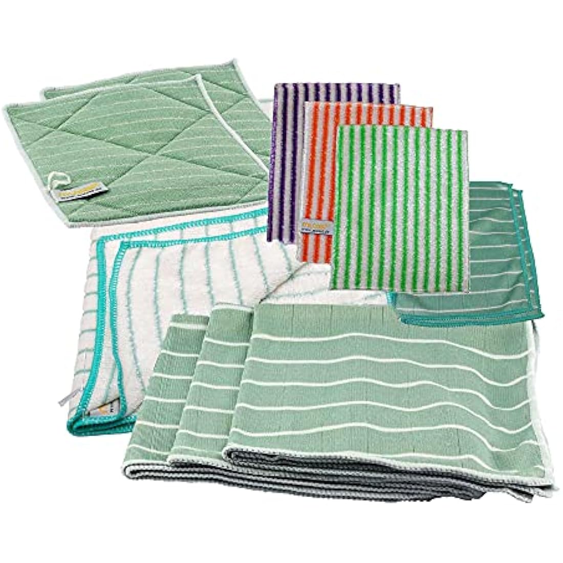 Bamboo Towel Set – For Streak-Free Glass and Window Cleaning – With one Drying Cloth, Small and Large Cleaning Pads, and 3 Bamboo Towels