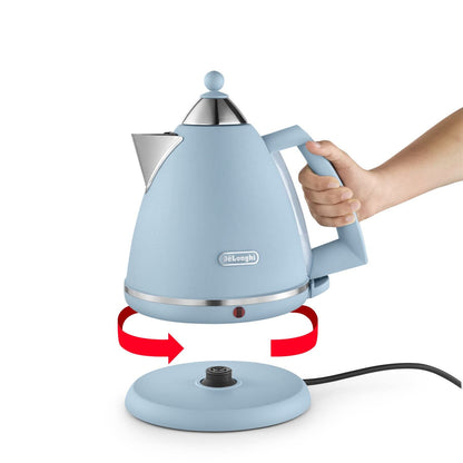 De'Longhi Argento Flora KBX3016.AZ Kettle, 360 Swivel base & cord storage, Blue