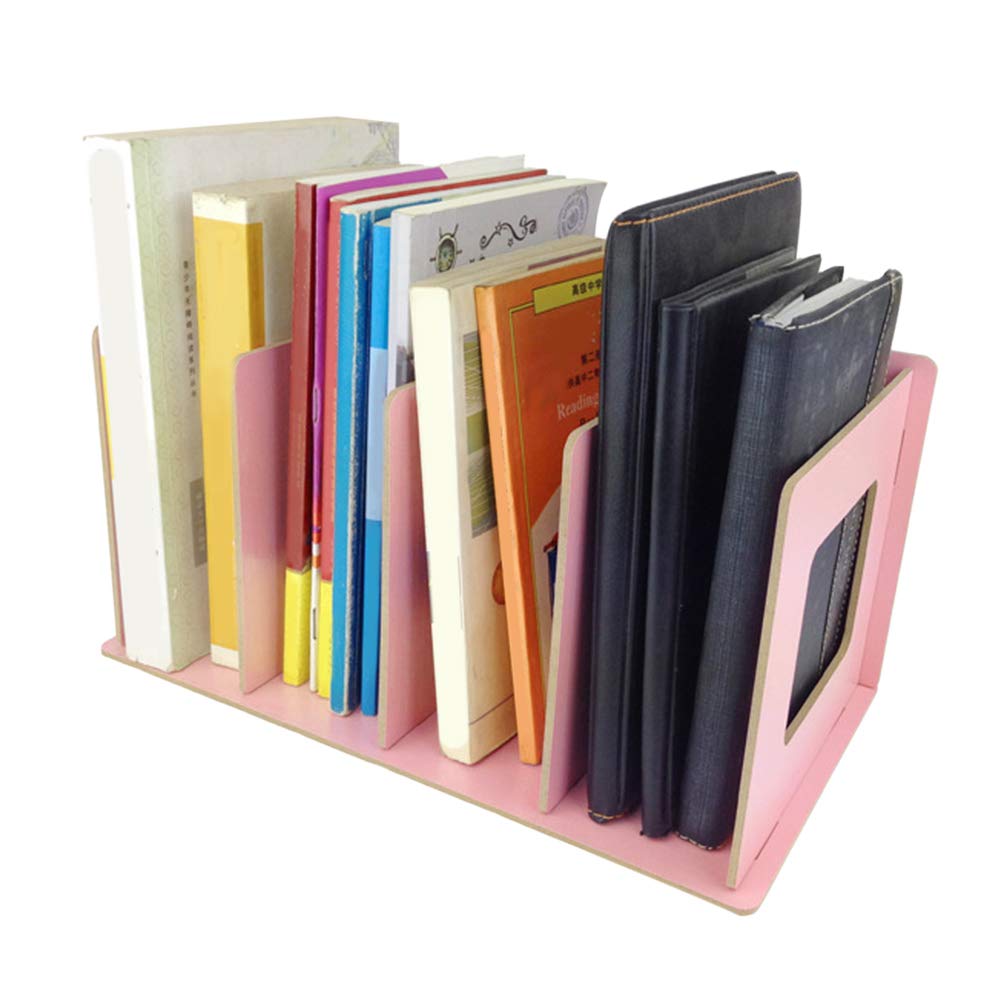 BOROCO File Organiser Desktop Organizer 4 Compartments Magazine Holders for Office School Organization and Storage (Pink)