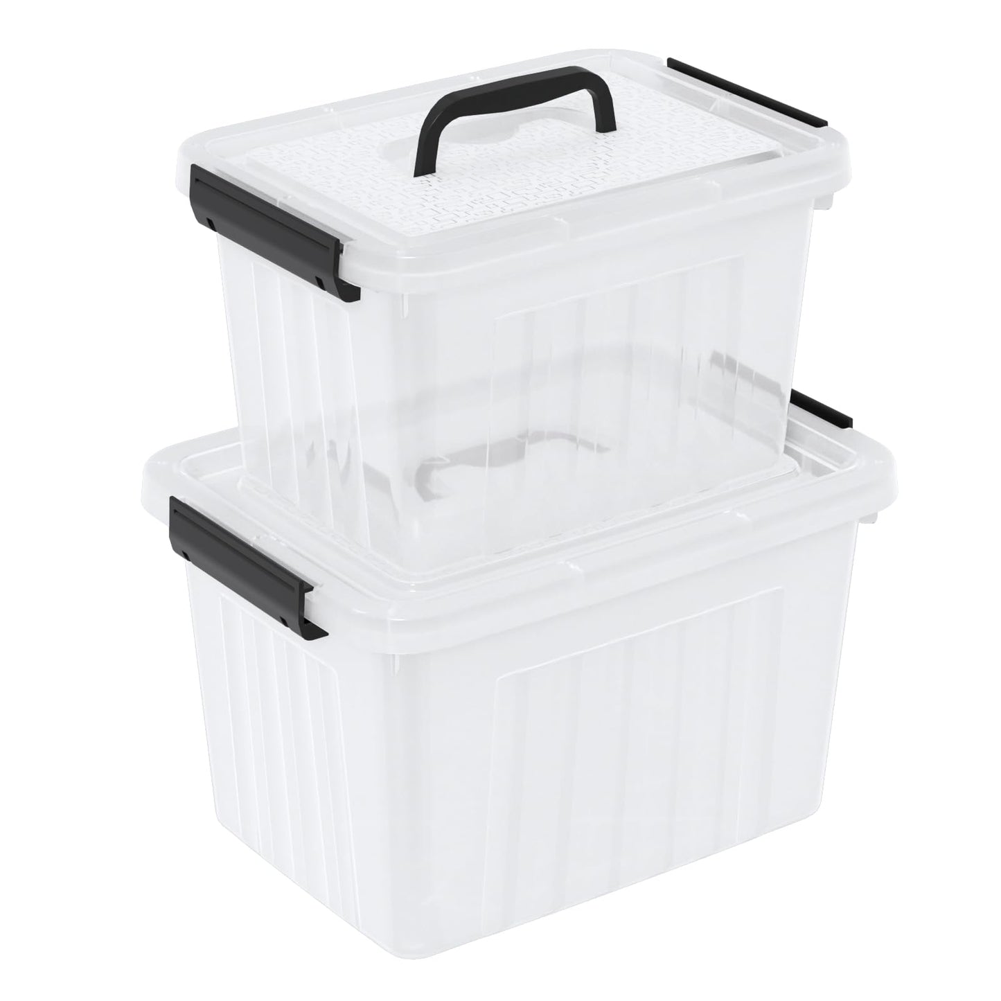 Buyitt 2 Pack Storage Box, Plastic Storage Bins with Handles (6 QT/12 QT)