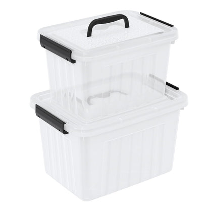 Buyitt 2 Pack Storage Box, Plastic Storage Bins with Handles (6 QT/12 QT)