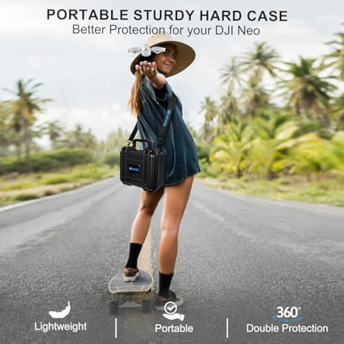 LEKUFEE Portable Waterproof Hard Case for DJI Neo Drone,DJI Neo Fly More Combo,DJI RC-N3,RC-N2 Remote Controllers and Accessories(Case Only)