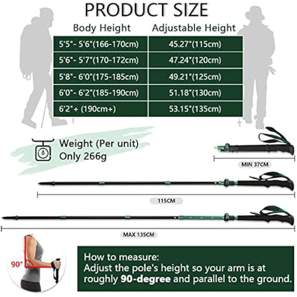 TheFitLife Collapsible Trekking Poles for Hiking – Lightweight Folding Walking Sticks for Men and Women with Extra-Long Foam Handle and Metal Flip Lock