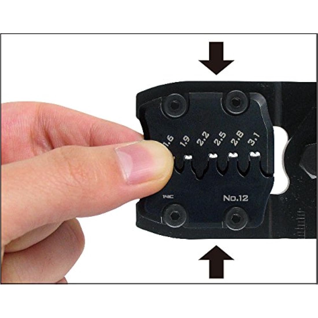 Precision Universal Crimping Tool with Inter-Changeable die Plates (Size M) Handy Crimp Tool. Made in Japan. ENGINEER pad-12