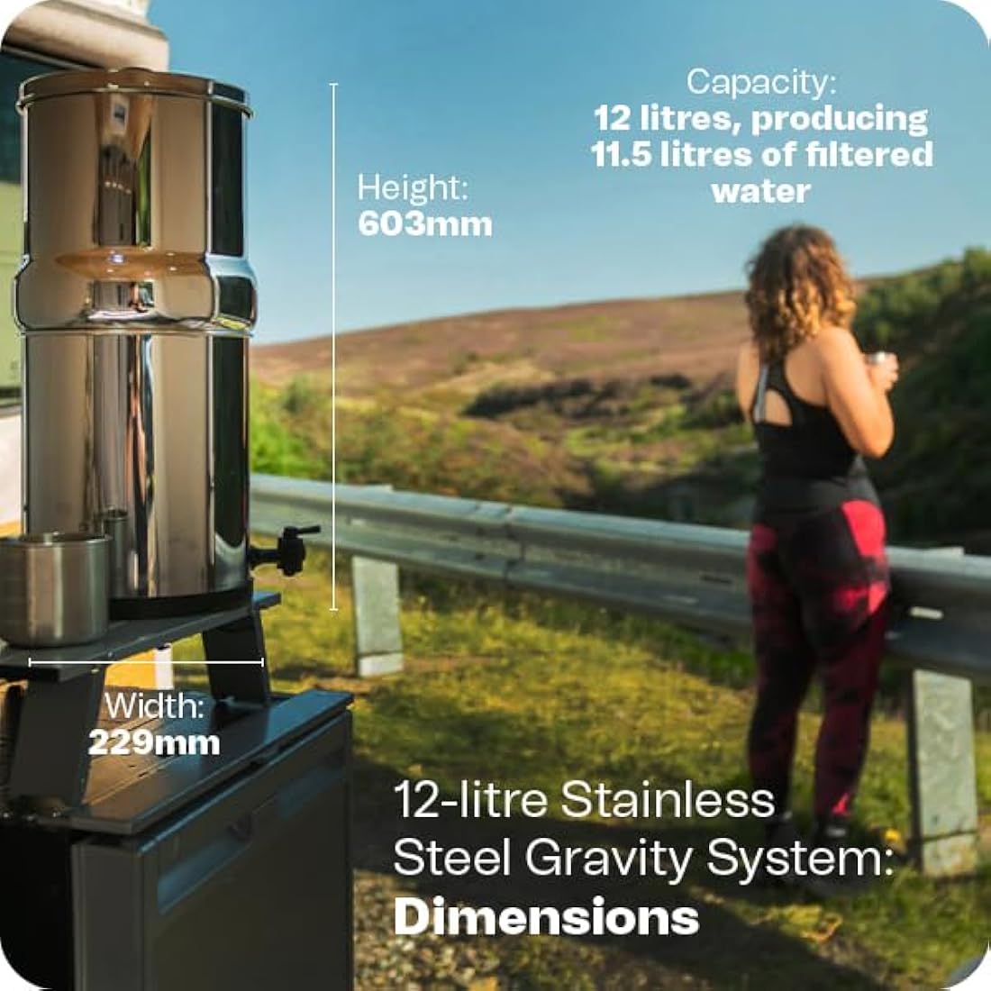 British Berkefeld 12L Stainless Steel Gravity Water Filter System | Comes With 2 Ultra Sterasyl Cartridges | Great Tasting Clean Water | No Power Or Plumbing Required | For Home Or Outdoor Use