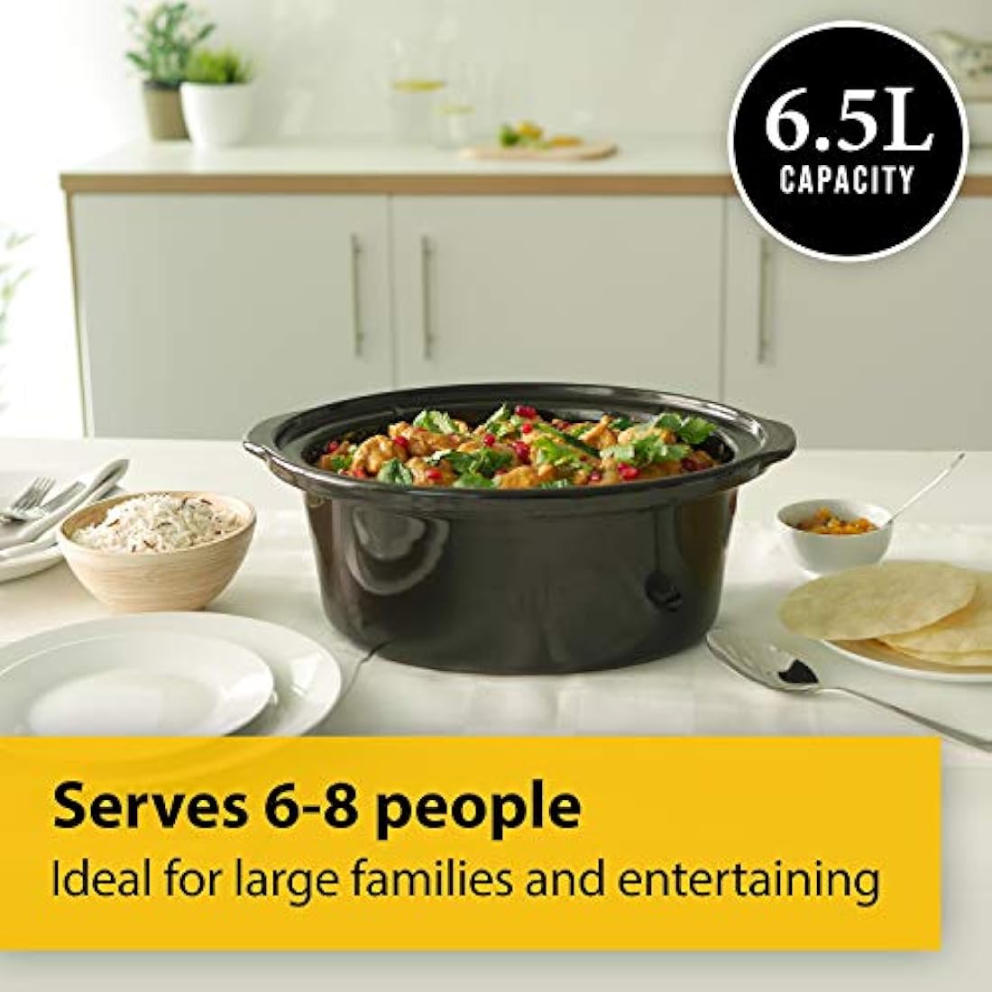 Crock-Pot Slow Cooker | Removable Easy-Clean Ceramic Bowl | 6.5 L (8+ People) | Black [SCV655B]