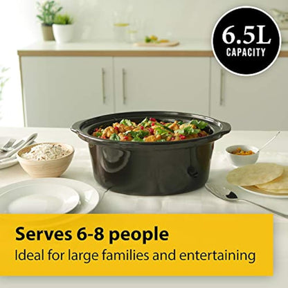 Crock-Pot Slow Cooker | Removable Easy-Clean Ceramic Bowl | 6.5 L (8+ People) | Black [SCV655B]