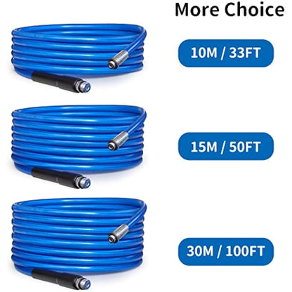 15M High Pressure Washer Drain 3000 PSI/180bar Hose Cleaning Kit Sewer Jetter Kit for Karcher K2 K3 K4 K5 K6 K7 Series & Bosch AQT Household Use Pressure Washer