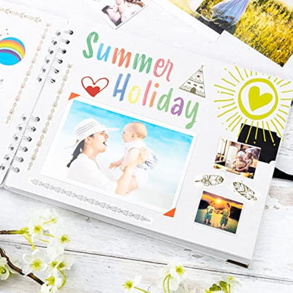 Bstorify Square Scrapbook Photo Albums 50 Pages (28 x 22 cm) White Thick Paper, Hardcover, Metal Corners, Ribbon Closure - Ideal for Your Scrapbooking Albums, Art & Craft Projects (White, 28 x 22 Cm)