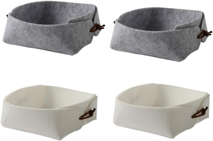 KOMUNJ Pack of 4 Foldable Small Storage Baskets, Felt Basket Storage Boxes, Foldable Felt Storage Baskets, for Remote Control, Keys, Snacks