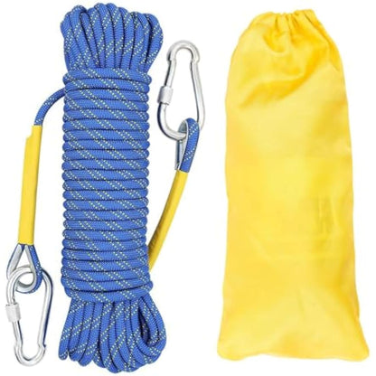 Gangying 40m Climbing Rope 8mm Outdoor Static Rock Climbing Rope High Strength Cord Safety Rope Braid Nylon Rope, Escape Rope Fire Rescue Parachute Rope with 2 Carabiner