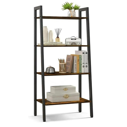 Ladder Shelf, 4-Tier Ladder Bookshelf, 23.5inch Industrial Bookcases, Etagere Utility Organizer Shelves