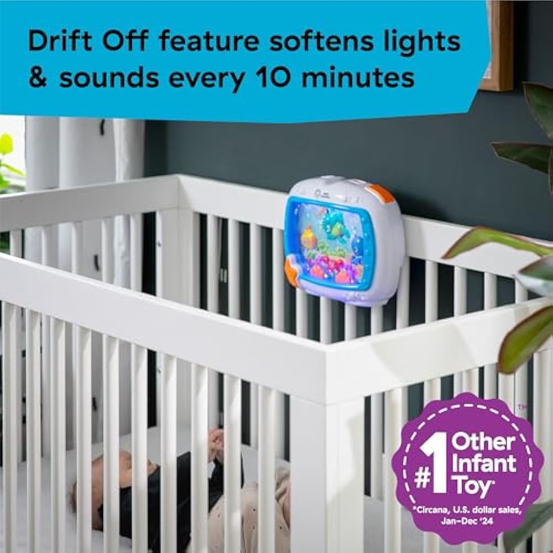 Baby Einstein Sea Dreams Soother, Crib Toy with Remote, Baby Sleep Aid, Calming Lights & Melodies, Newborn and Up