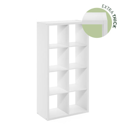 Furinno CUBICLE Book Shelf, 8-Cube Thick Frame Bookshelf, Horizontally & Vertically Reversible Bookcase with Open Back, 14.6 x 30 x 57.9