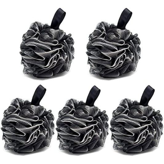 5 Pack Bath Shower Sponge JollyJelly Mesh Bath Loofahs Body Scrubber Brush for Women Men Exfoliate Skin Clean Soothe Skin (60g/PCS)