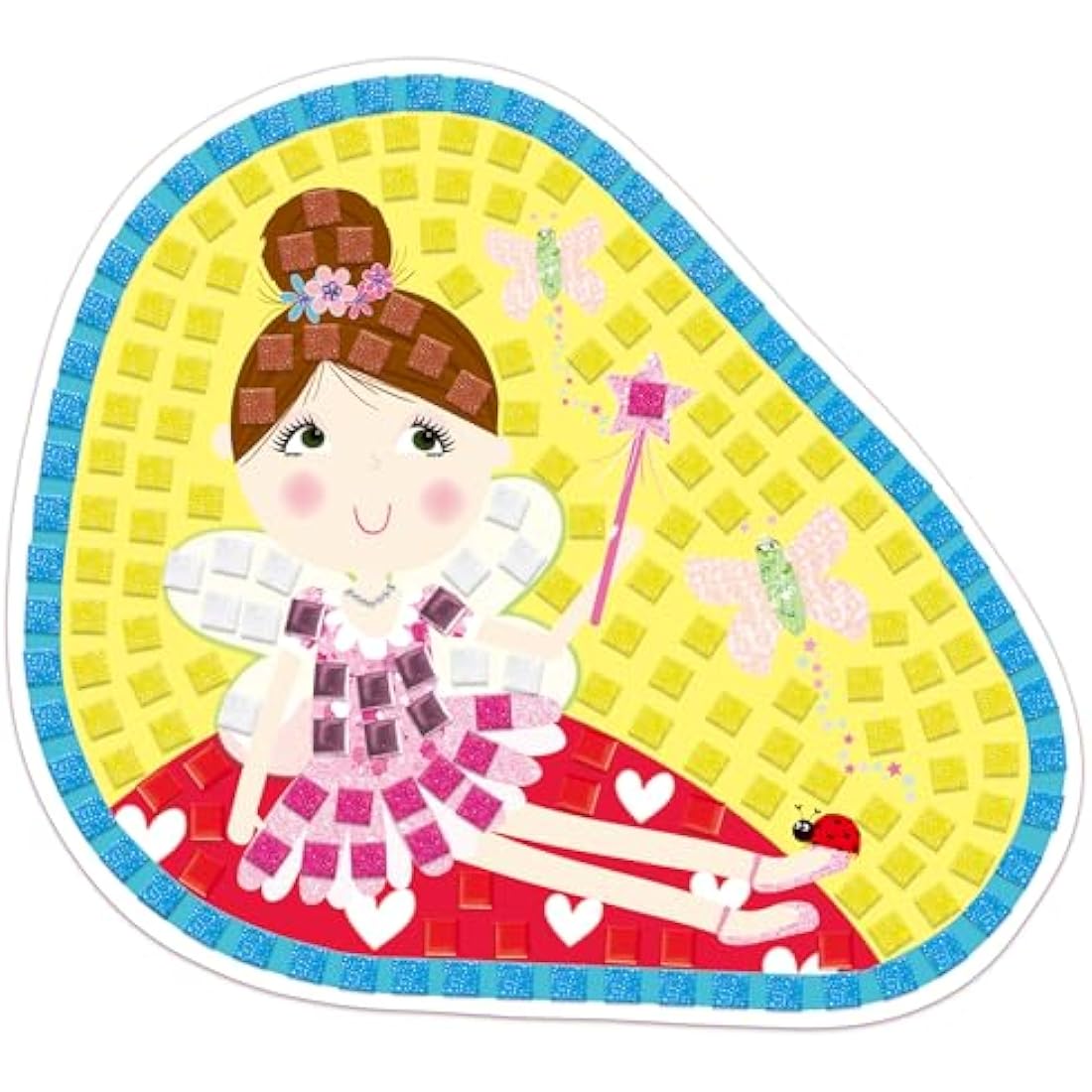 Galt Fairy Sparkle Mosaics -Childrens Glitter Mosaic Set,Arts and Crafts Kit for Kids,Colourful Design Tile by Number Pictures and 5000Plus Self-Adhesive Glitter and Foil Foam Tiles -Ages 5 Years Plus