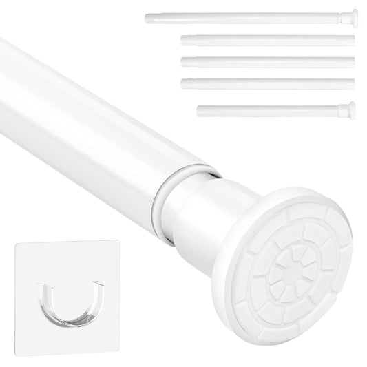 White Shower Curtain Bar Without Drills Adjustable Curtain Rods 71-199cm Non-Slip Telescopic Curtain Clamping Rod Stainless Steel Clamping Rod for