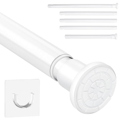 White Shower Curtain Bar Without Drills Adjustable Curtain Rods 71-199cm Non-Slip Telescopic Curtain Clamping Rod Stainless Steel Clamping Rod for