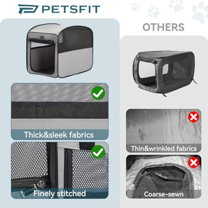 Petsfit Collapsible Dog Crate,Soft Dog Crate for Travel and Car Use - Pop Up Design，Lightweight and portable soft Crate for Small and Meduim Dogs Cats，Improved Top Zipper,68 x 40 x 56cm