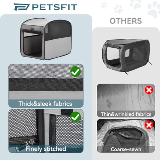Petsfit Collapsible Dog Crate,Soft Dog Crate for Travel and Car Use - Pop Up Design，Lightweight and portable soft Crate for Small and Meduim Dogs Cats，Improved Top Zipper,68 x 40 x 56cm