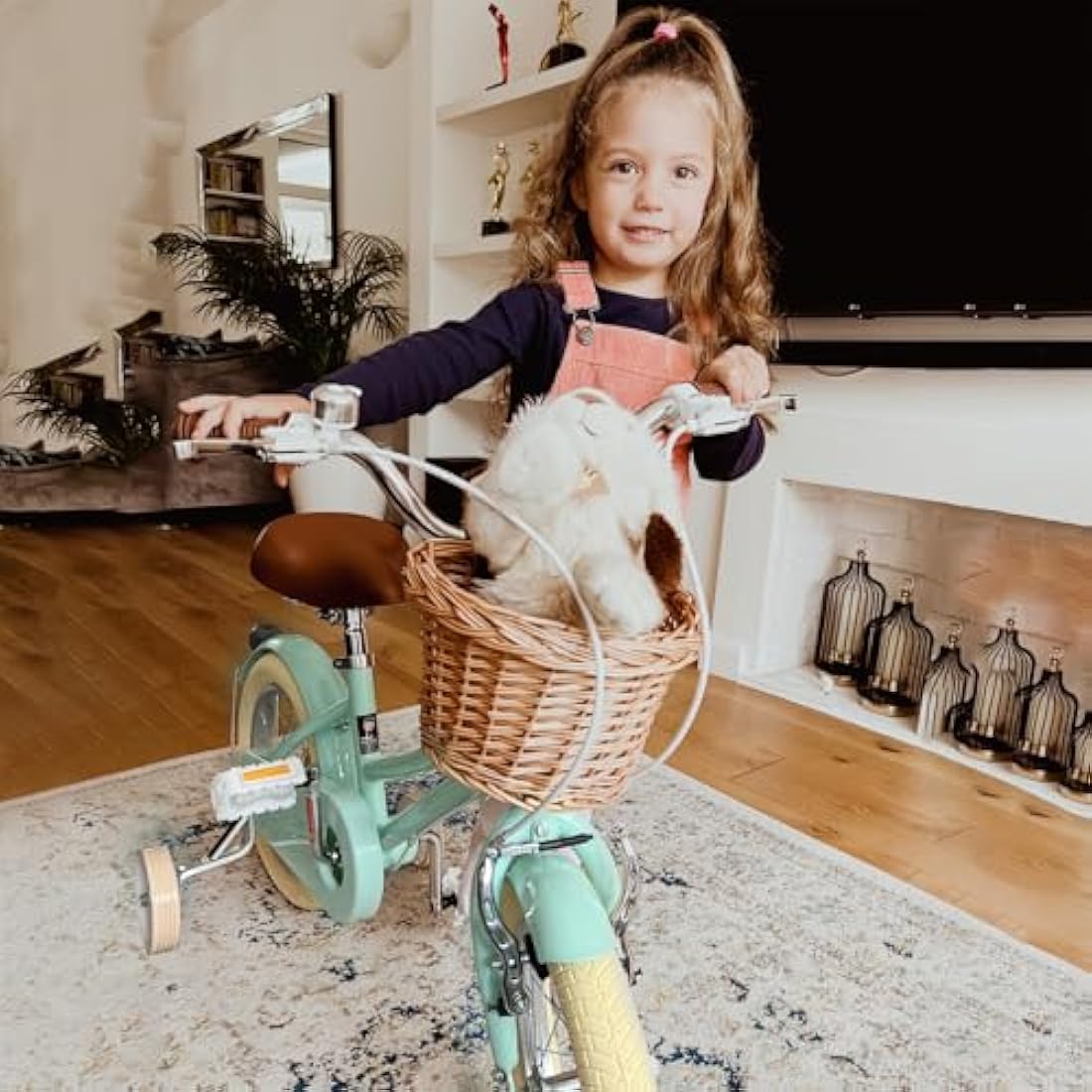 Glerc Little Molly 16 Inch Kids Retro Girls Bike for 2-13 Year Old with Wicker Basket & Stabilisers/Kickstand, Multiple Colors
