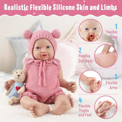 Vollence 12 inch Full Silicone Baby Dolls Anatomically Correct Lifelike Newborn Babies Stress Relief Stress Toys for Kid - Girl