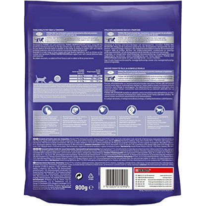 Purina ONE Coat & Hairball Dry Cat Food Chicken 800g (Pack of 4)