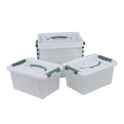 Leendines Set of 6 Clear Storage Boxes with Lid, Plastic Small Boxes, 7 Liters