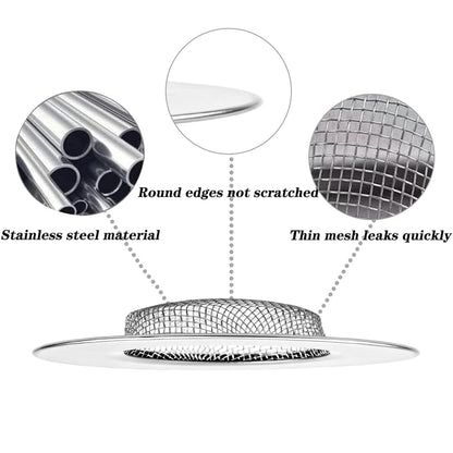 2 Pcs Kitchen Sink Strainer, Stainless Steel Sink Drain Strainer, 7.5 cm Drain Filter Strainer, Bathroom Sink Stopper, Hair Catcher, for Kitchen Sink