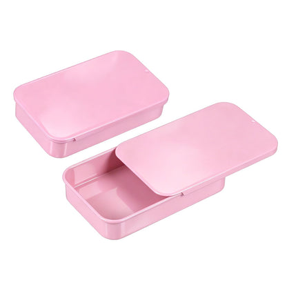 sourcing map 2 Pcs Metal Tin Box Container, 3.1x2x0.6 Inch Slide Top Tin Containers Empty Rectangular Storage Box Portable Mini Tin Case for Candy