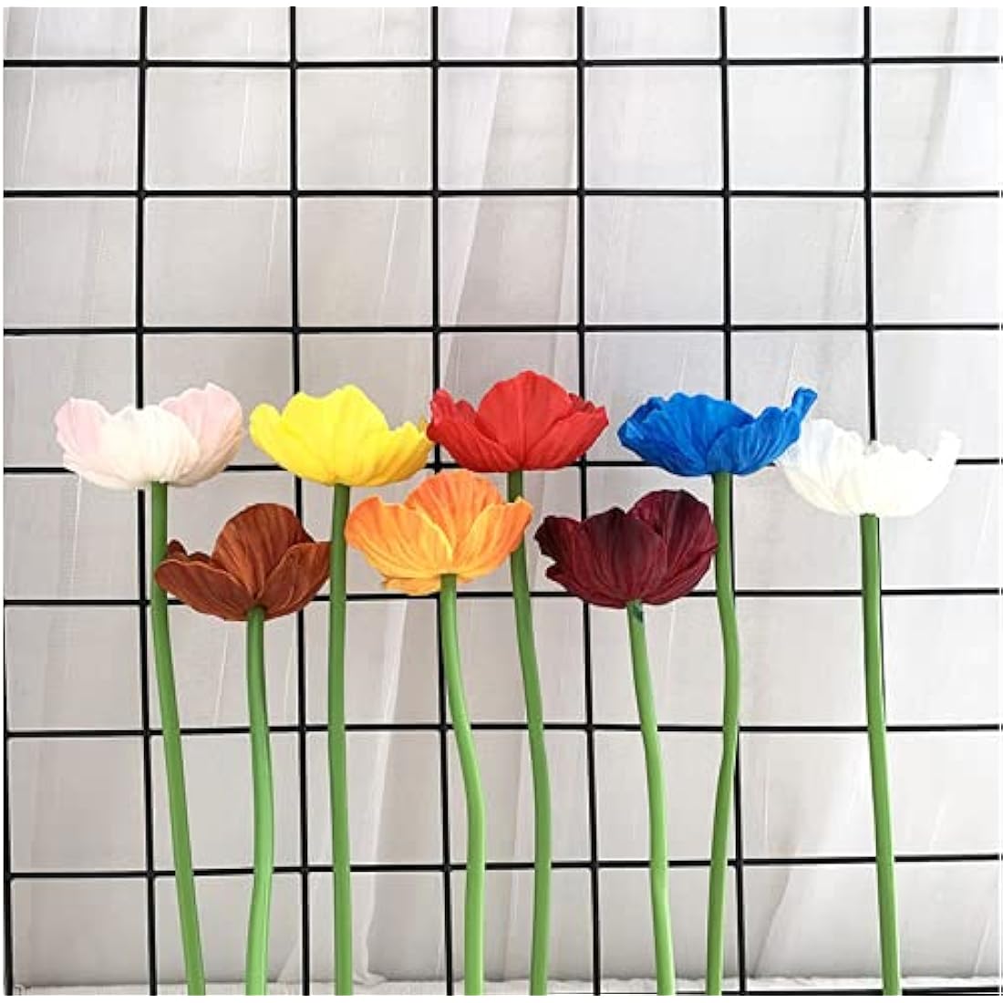 Rikyo 10 Stem 11" Bouquets Artificial Flowers Poppy Flowers,Outdoor UV Resistant No Fade PU Fake Wild Flowers for Table Centerpiece Vase,Wedding Holding Flowers Backdrop Arch Wall (10 Color)