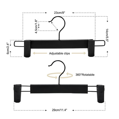 GUANJUNE Clothes Pants Hangers, Space-Saving Skirt Holders with 360 ° Swivel Hooks, Adjustable Clips, Trouser Hangers