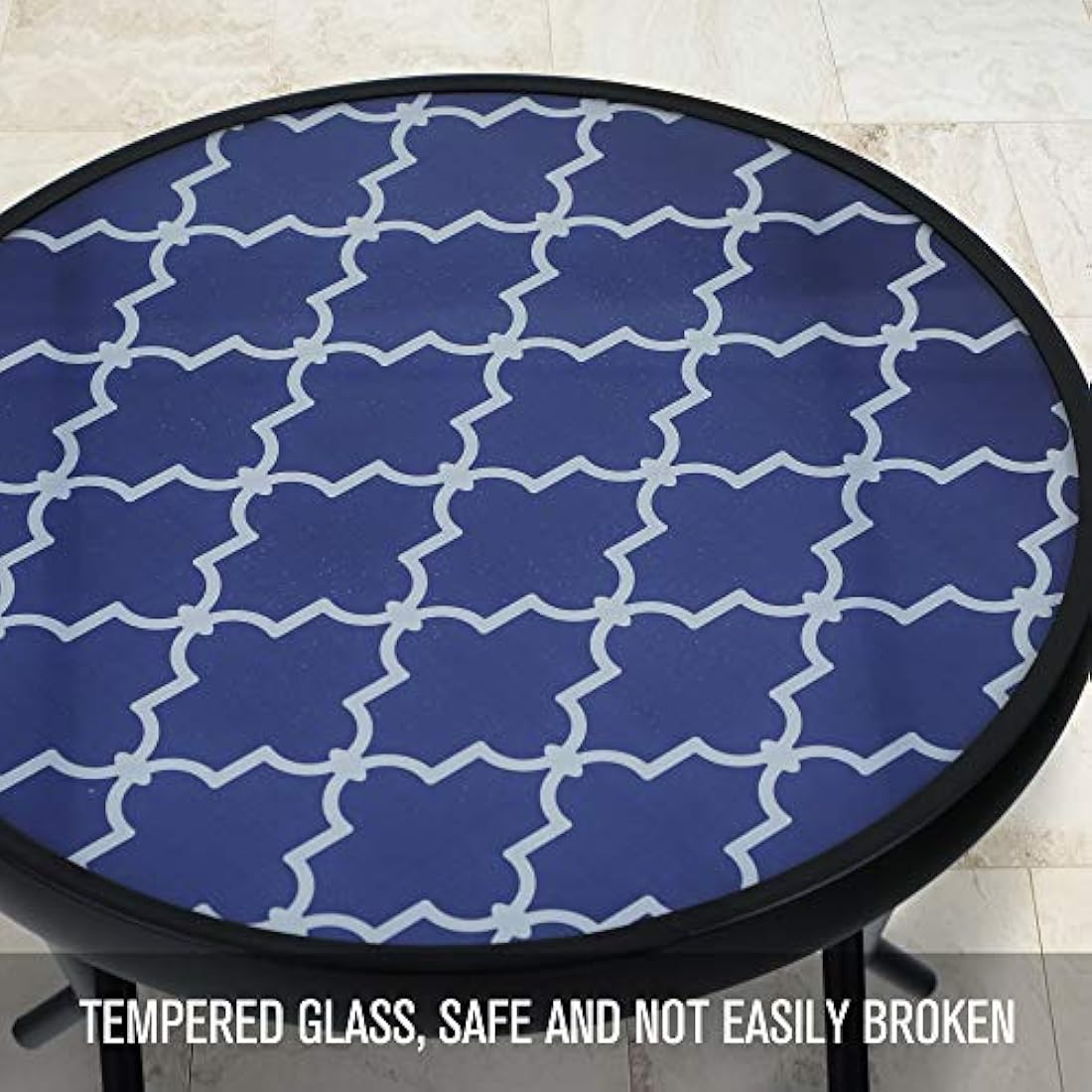 PHI VILLA Folding Side Table, Foldable Coffee Table, Outdoor Garden Table, Small Round Patio Table for Outdoor and Indoor-Blue