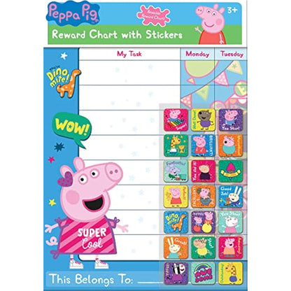 Paper Projects 01.70.30.021 Peppa Pig Everyday Reward Chart and 56 Sparkly Stickers, 29.7cm x 42cm