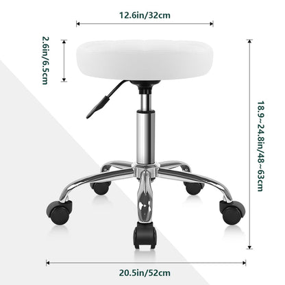 BFTOU White Classic Swivel Stool on Wheels Perfect for Salon Work Home SPA Shop Height-Adjustable and Cost-Effective Rolling Stool Chair Small White