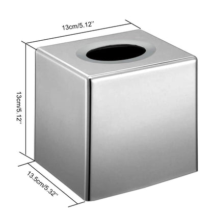 Discoball Tissue Box Cover Cube Tissue Holder Square Mirror Tissue Dispenser Holder Bathroom Tissue Organizer Stand for Home Office and Car (Silver)