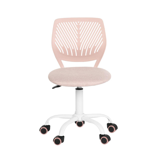 FurnitureR 1 x Kitchen Swivel Chair Padded Swivel Chair Comfortable Swivel Chair with Wheels Backrest Dining Room Living Room Chair Morandi Pink