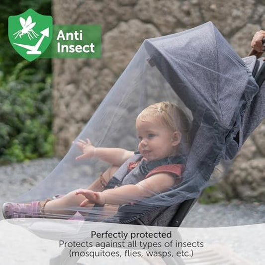 Zamboo Universal Mosquito Net for Pushchair, Pram, Buggy, Carrycot and Travel Cot | Washable and Durable Fine Mesh Insect Protection Netting - Grey