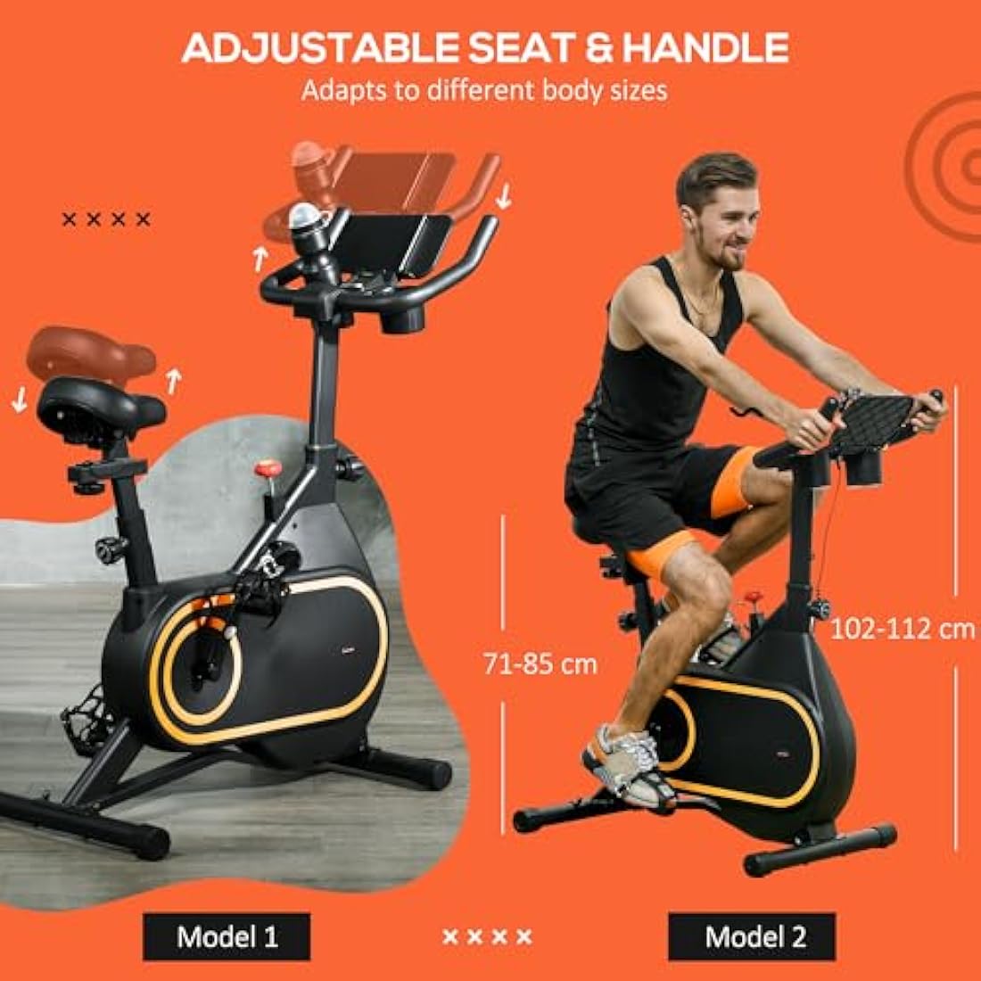 SPORTNOW Exercise Bike, Magnetic Indoor Cycling Bike, 264lbs Weight Capacity Stationary Bike, with Silent Flywheel, LCD Display, Bottle/Tablet Holder, Comfortable Seat, for Home Cardio Workout