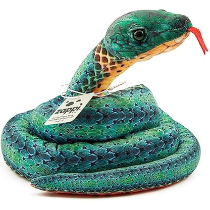 Zappi Co Kids Stuffed Soft Cuddly Plush Snake Toy - Part of Safari Animals Collection: Realistic and Lifelike, Perfect for Kids (180 cm Length)(Green Ring)