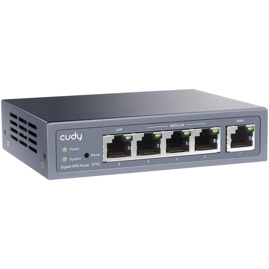 Cudy R700 Gigabit Multi-WAN VPN Router, 4 Gigabit WAN Ports, SMB Router, Load Balance, Lightning Protection, PPTP L2TP WireGuard OpenVPN IPsec
