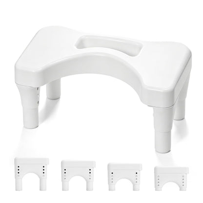 Fanwer Poop Stool Toilet White Adults for Bathroom, 5.9" to 8.5" Adjustable Height Toilet Stools Squat Adult