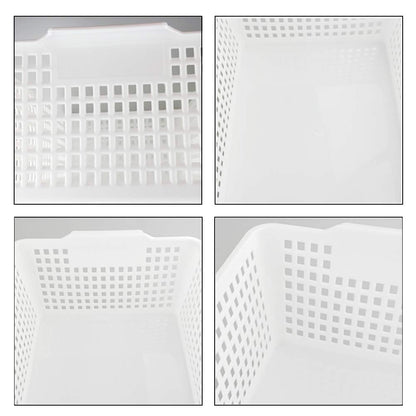 Fosly Large Rectangular Storage Basket Set of 4, White Plastic Basket Boxes