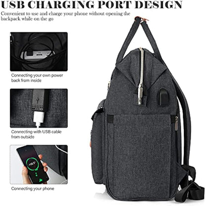 RJEU Backpack, School Backpack for Uni Leisure Job, Beautiful and Sophisticated Daypack with Laptop Compartment & Anti Theft Pocket, Waterproof Backpack Gifts for Mum Girl For Birthday, Hy58-black