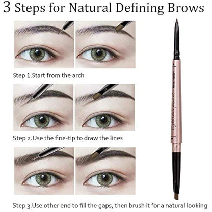 HeyBeauty Eyebrow Pencil with Brow Brush, Double Ended Eyebrow Pen, Automatic Makeup Cosmetic Tool, （Light Coffee）