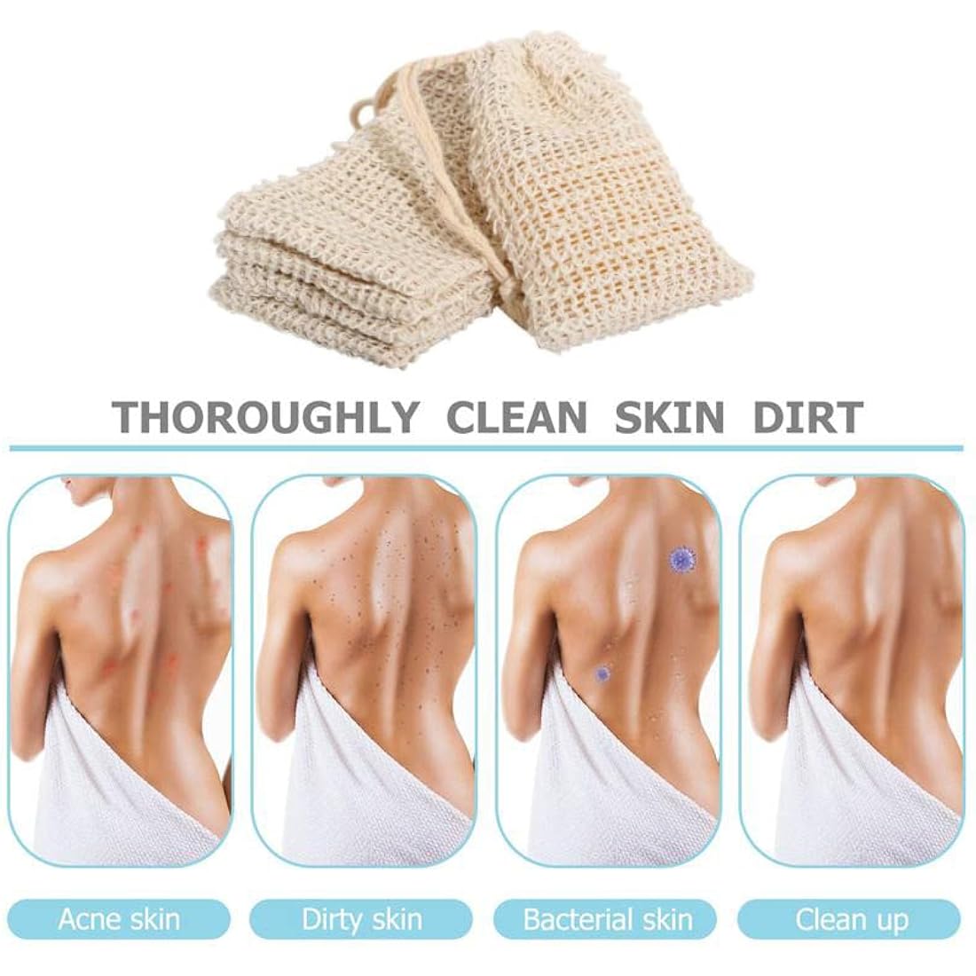 KIPETTO 15Pcs Soap Saver Bag Natural Sisal Exfoliating Soap Pouch Drawstring Soap Bags for Shower Bath, 5.5"x3.5"