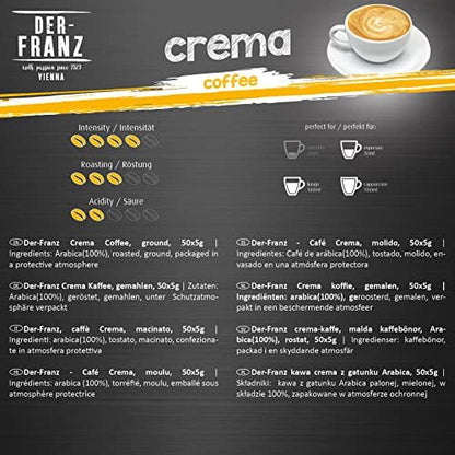 Der-Franz Coffee Pack, whole bean, 6 x 500 g (1 x Crema, 1 x Espresso, 1 x Melange, 1 x Colombia, 1 x Espresso Organic, 1 x Crema Organic)